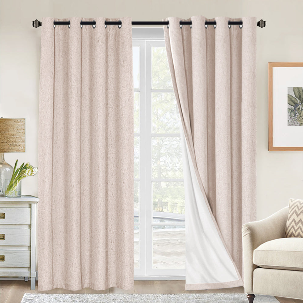 100% Premium Blackout Linen Textured Coating Draperies W52" x L96“ Set of 2 Panels