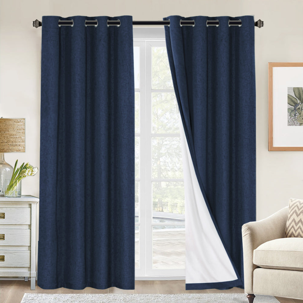 100% Premium Blackout Linen Textured Coating Draperies W52" x L96“ Set of 2 Panels