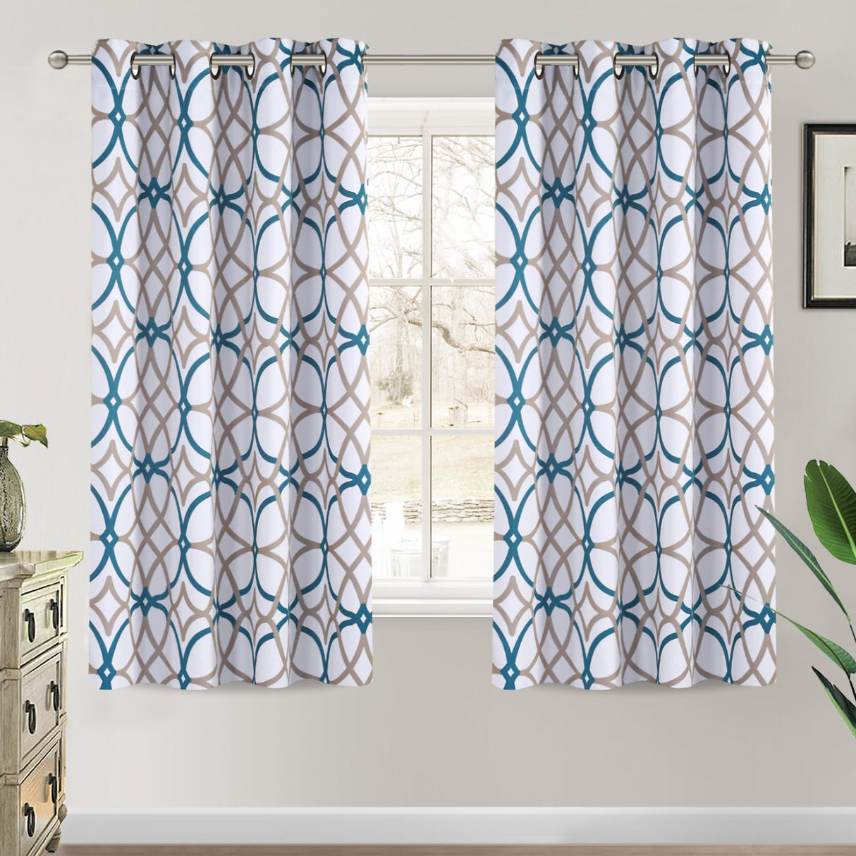Room Darkening Geometric Curtains W52" x L63" Set of 2 Panels