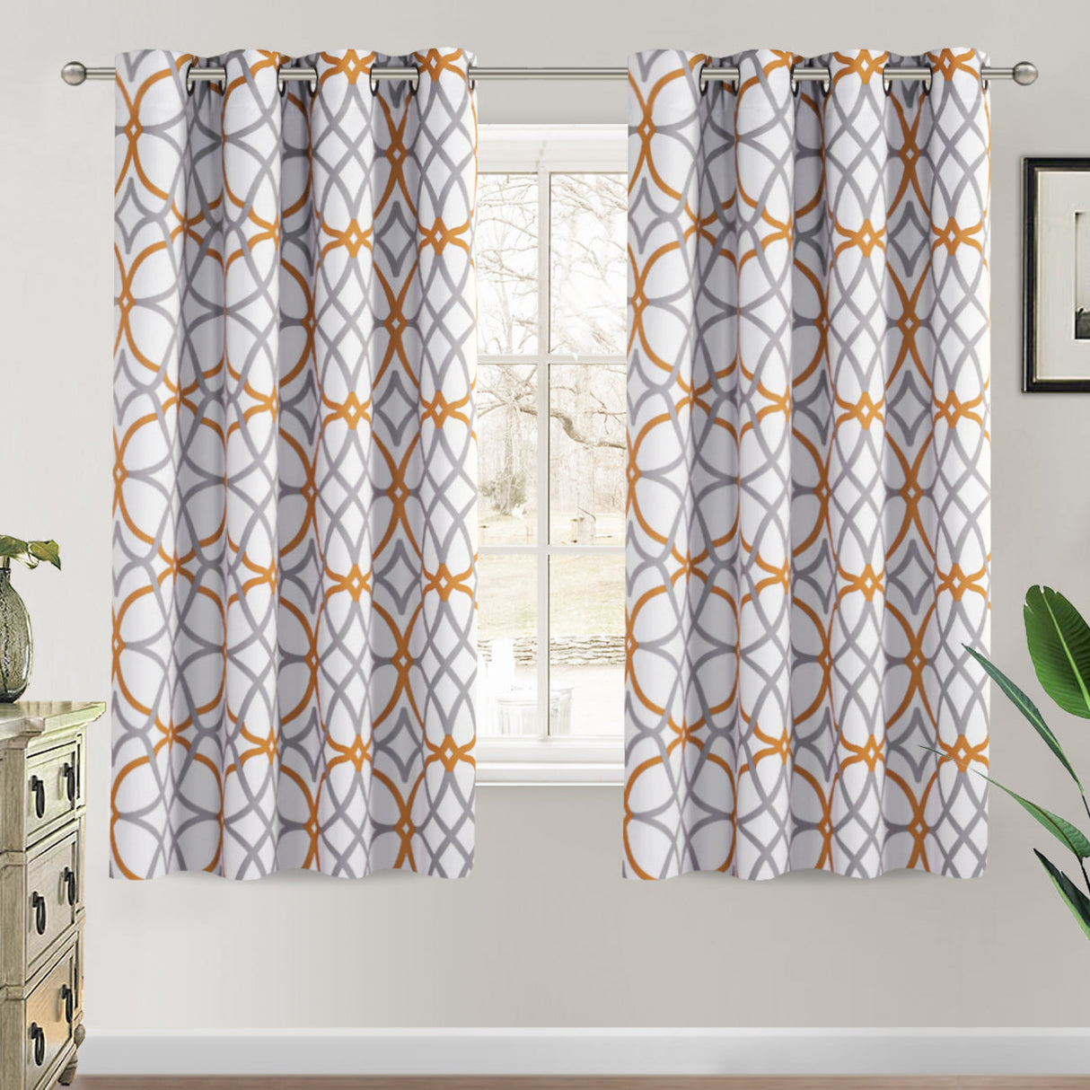 Room Darkening Geometric Curtains W52" x L63" Set of 2 Panels