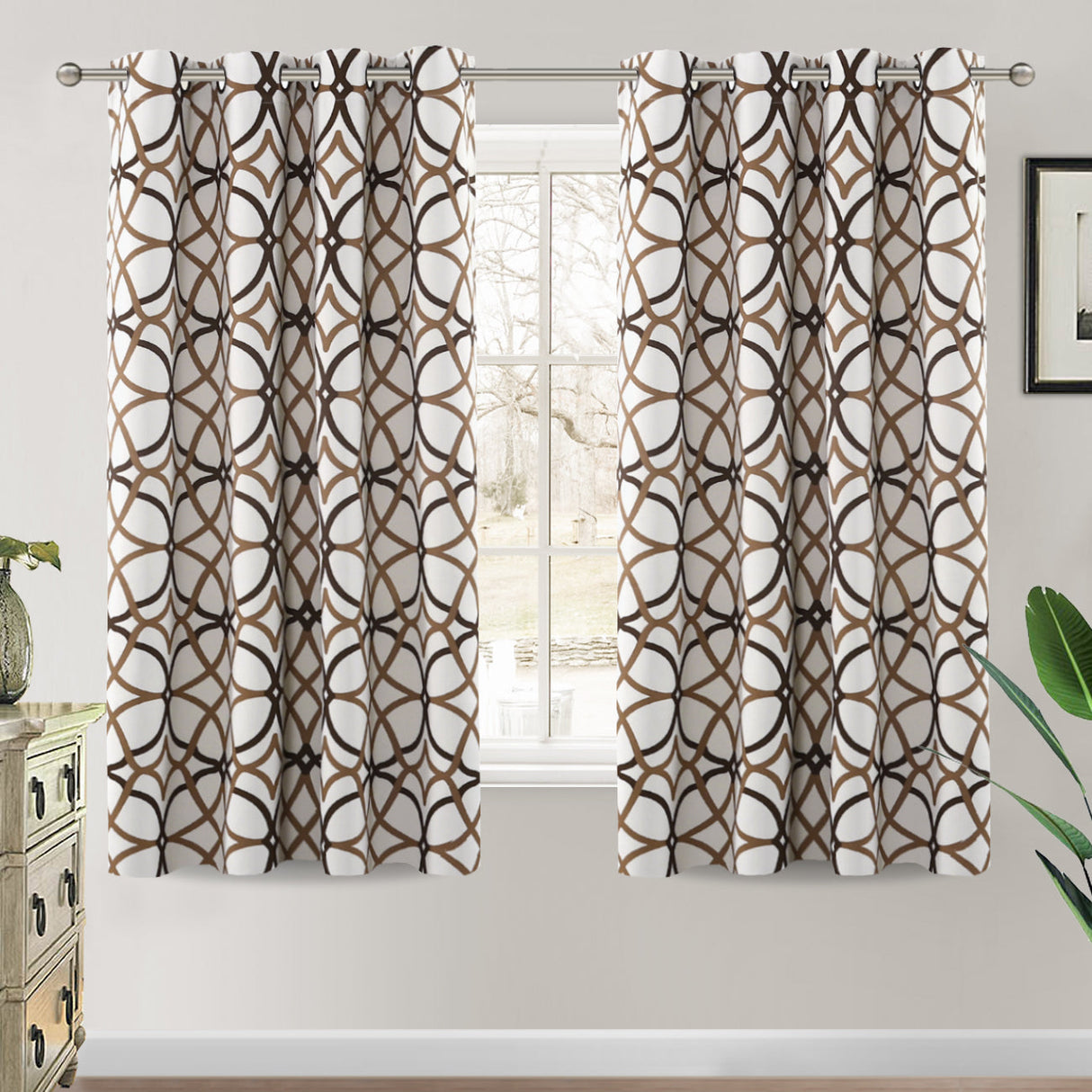 Room Darkening Geometric Curtains W52" x L63" Set of 2 Panels