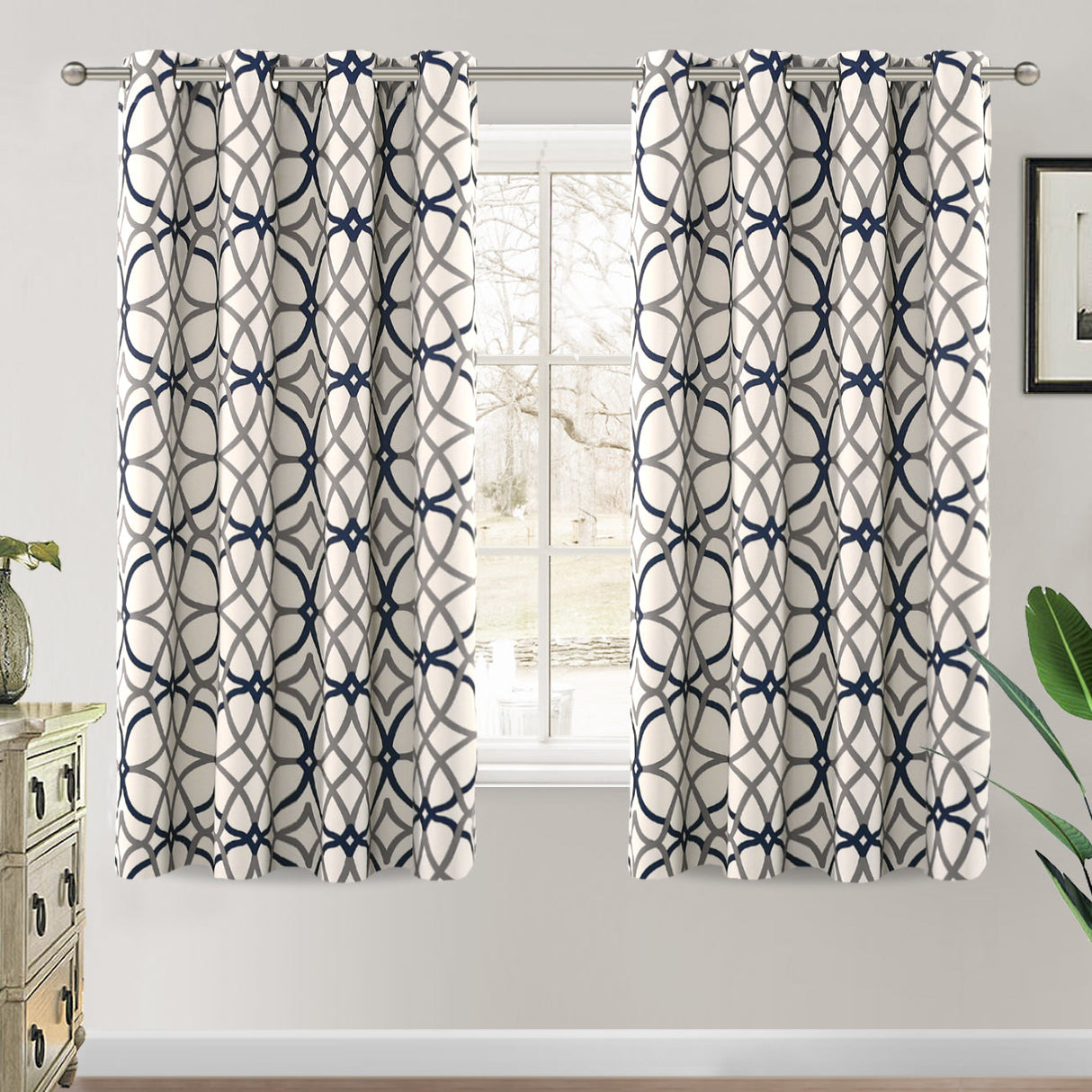 Room Darkening Geometric Curtains W52" x L63" Set of 2 Panels
