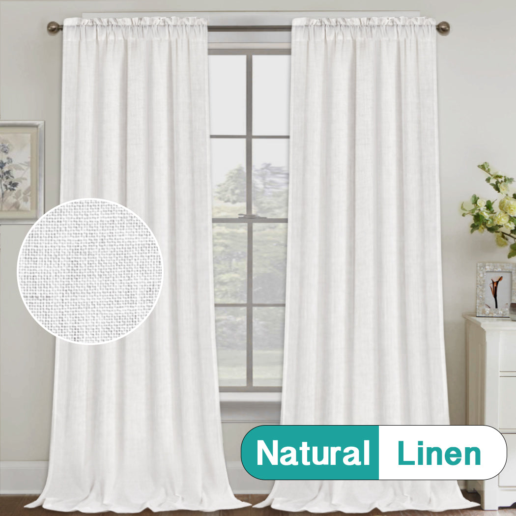 Rod Pocket Natural Linen Mixed Sheers Sold by 2 (52'' x 108'')