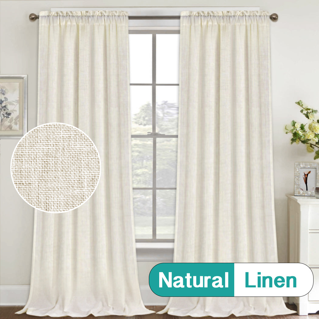 Rod Pocket Natural Linen Mixed Sheers Sold by 2 (52'' x 108'')