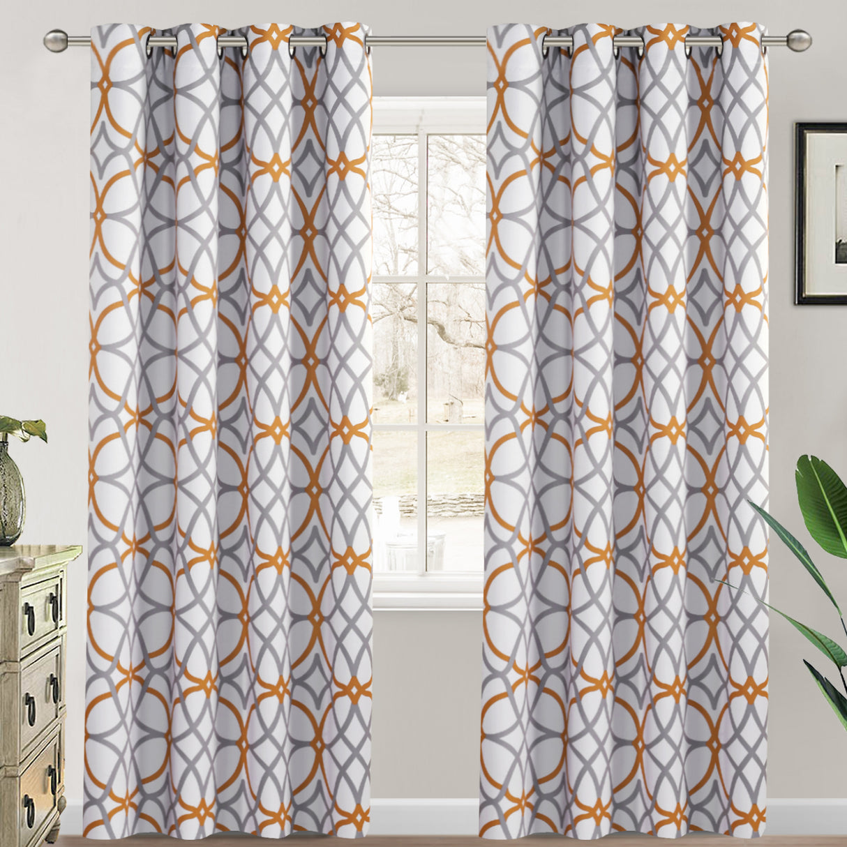 Room Darkening Geometric Curtains W52" x L108" Set of 2 Panels
