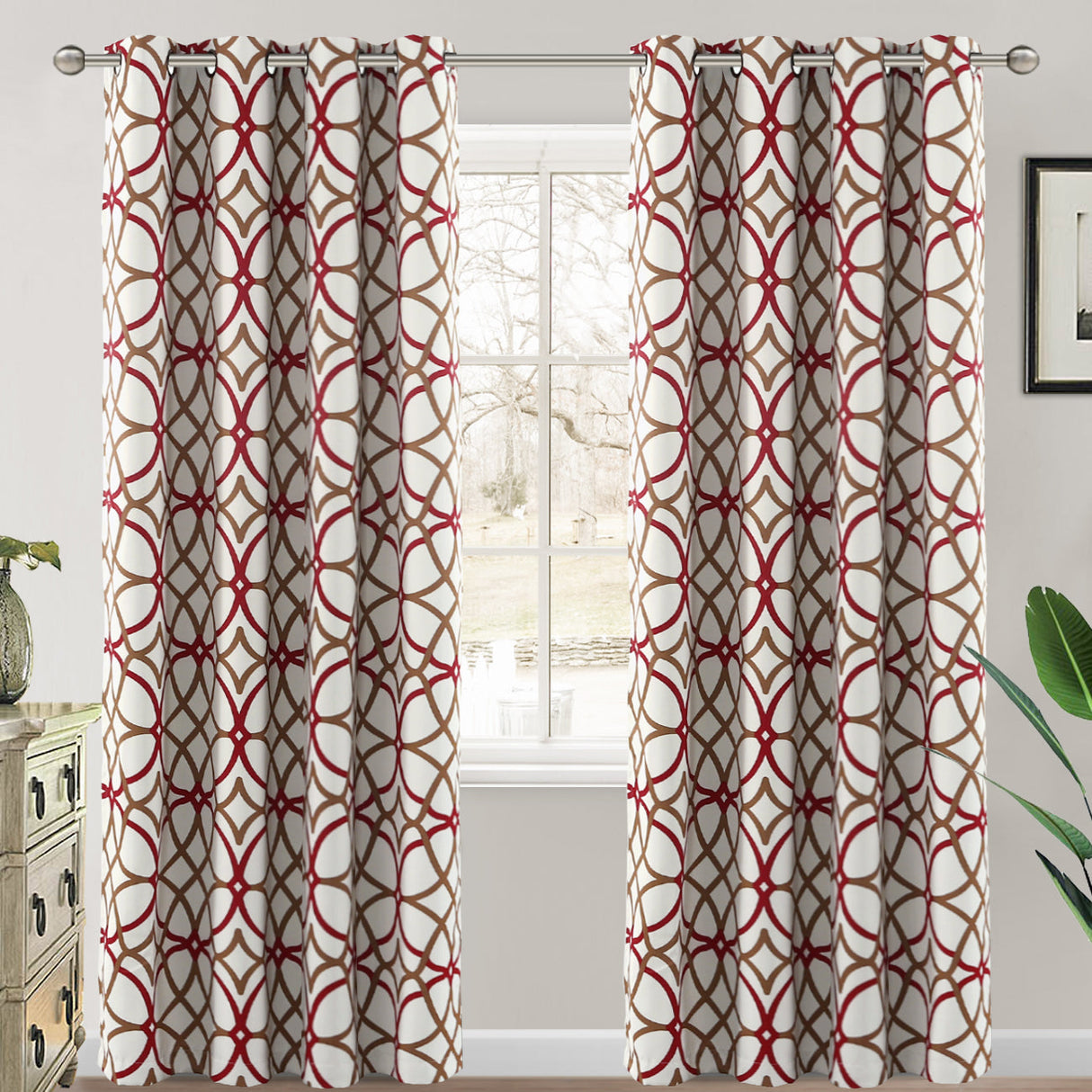 Room Darkening Geometric Curtains W52" x L96" Set of 2 Panels