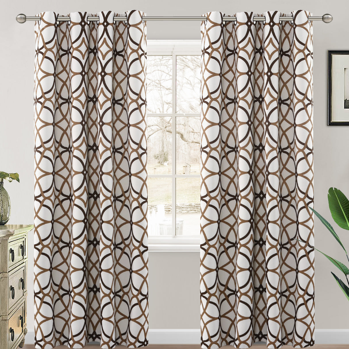 Room Darkening Geometric Curtains W52" x L108" Set of 2 Panels