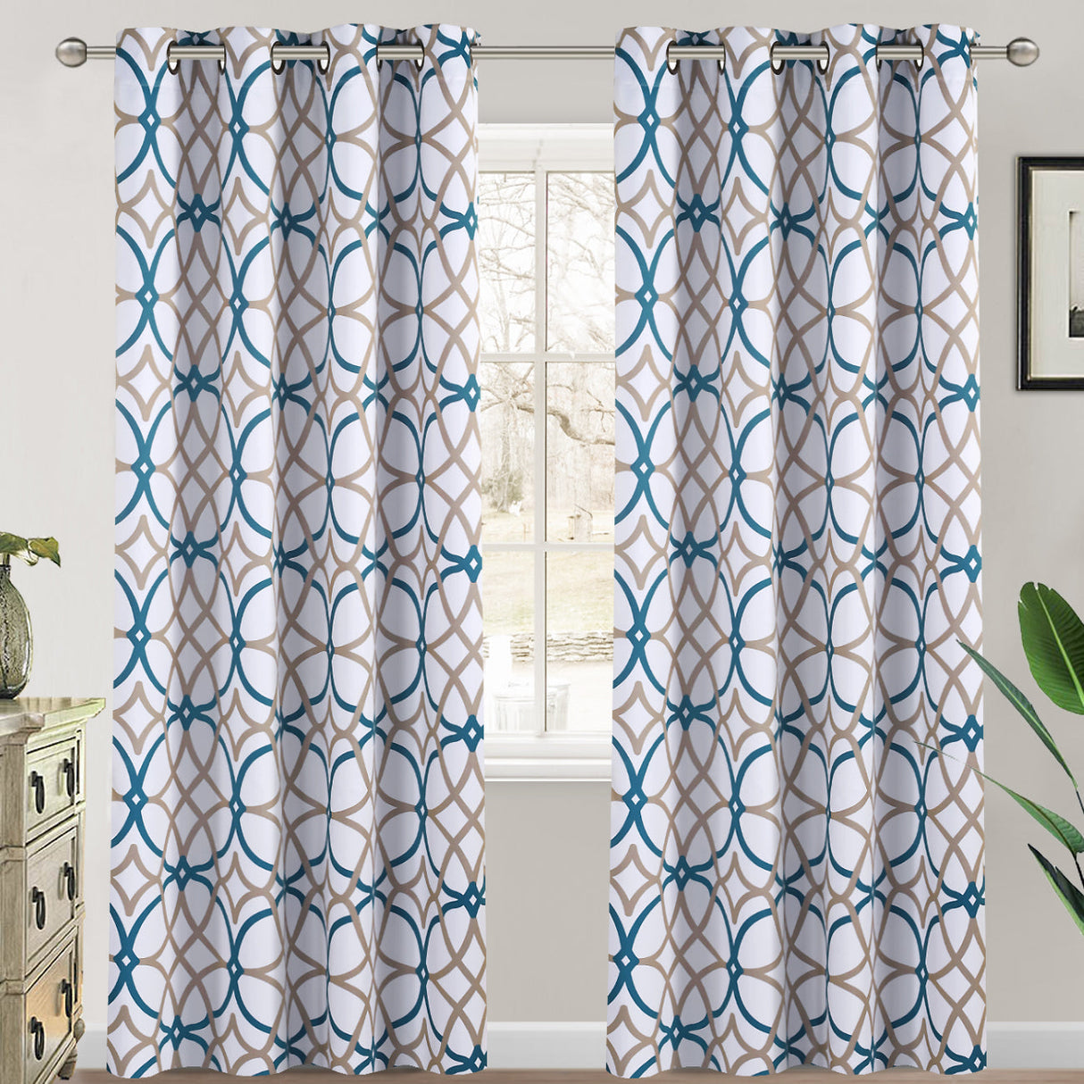 Room Darkening Geometric Curtains W52" x L84" Set of 2 Panels