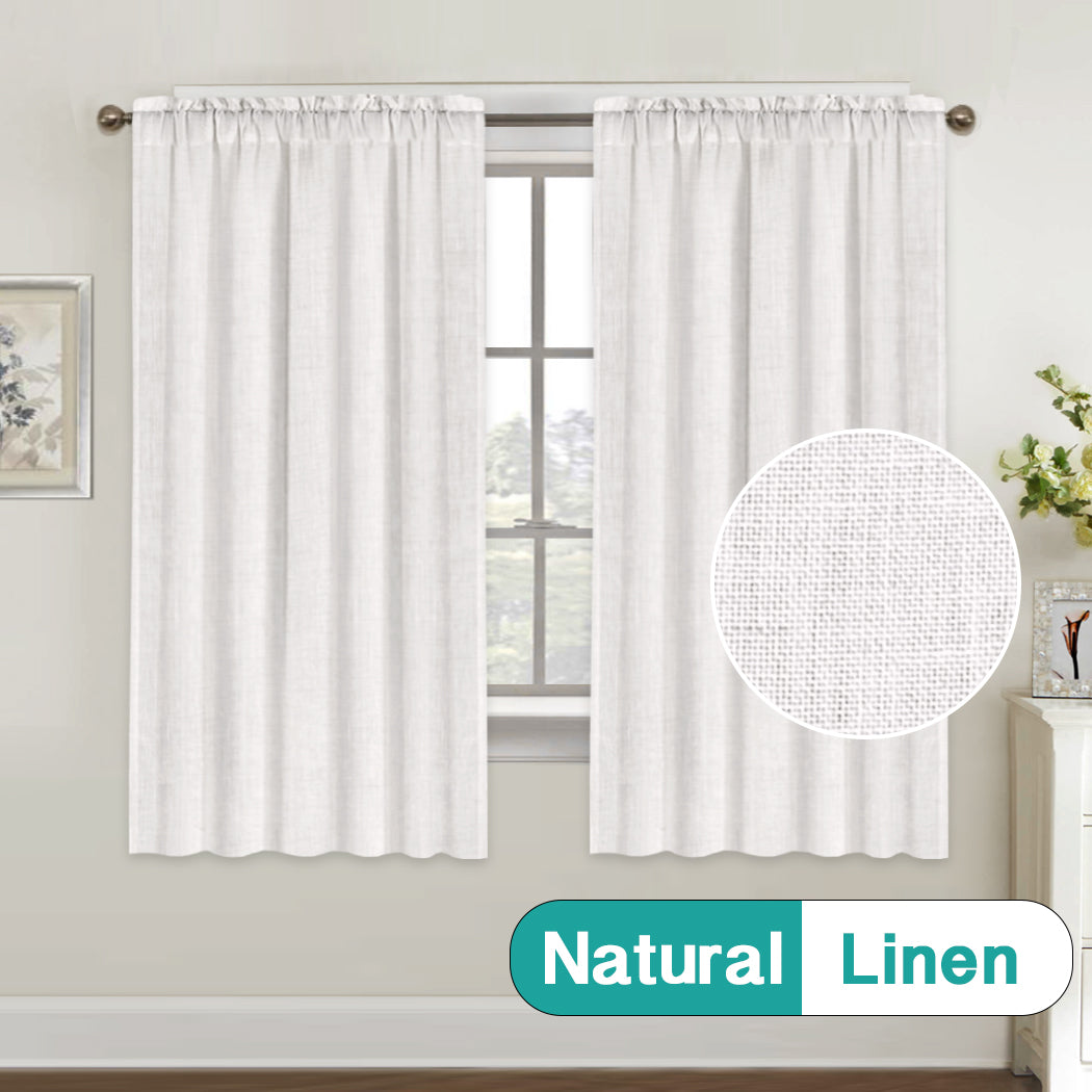 Rod Pocket Natural Linen Mixed Sheers Sold by 2 (52'' x 63'')