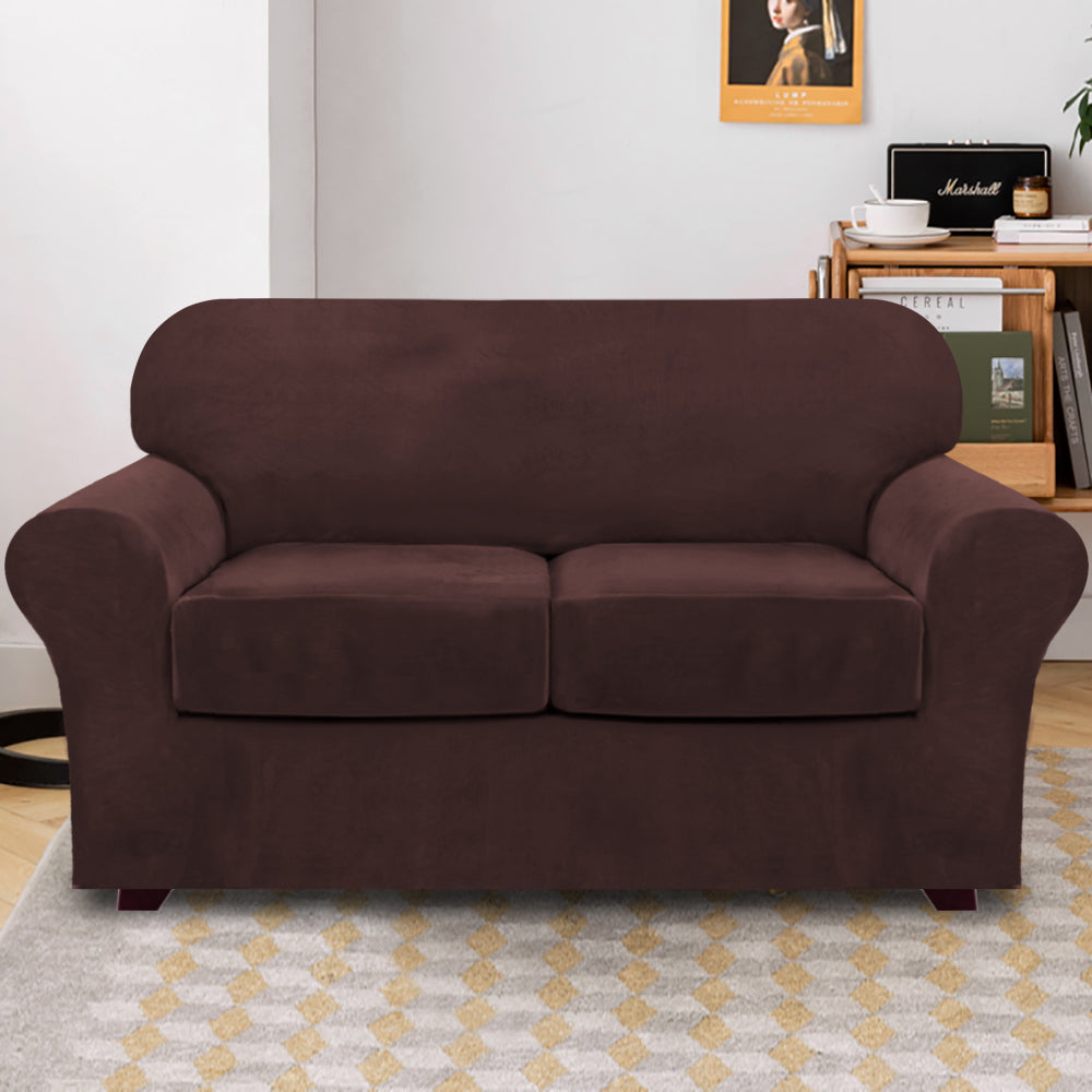 3-Piece Stretch Velvet Loveseat 2 Seater Slipcover