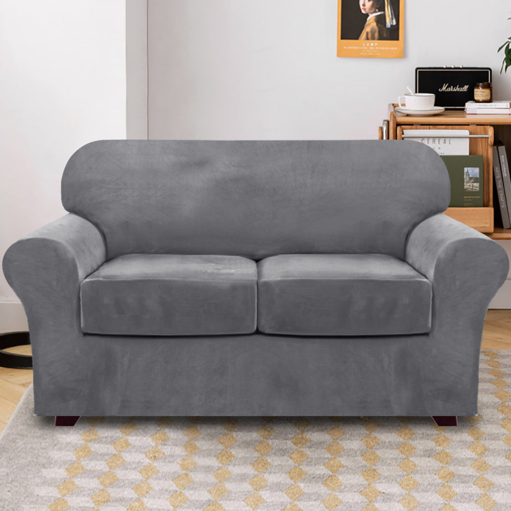 3-Piece Stretch Velvet Loveseat 2 Seater Slipcover