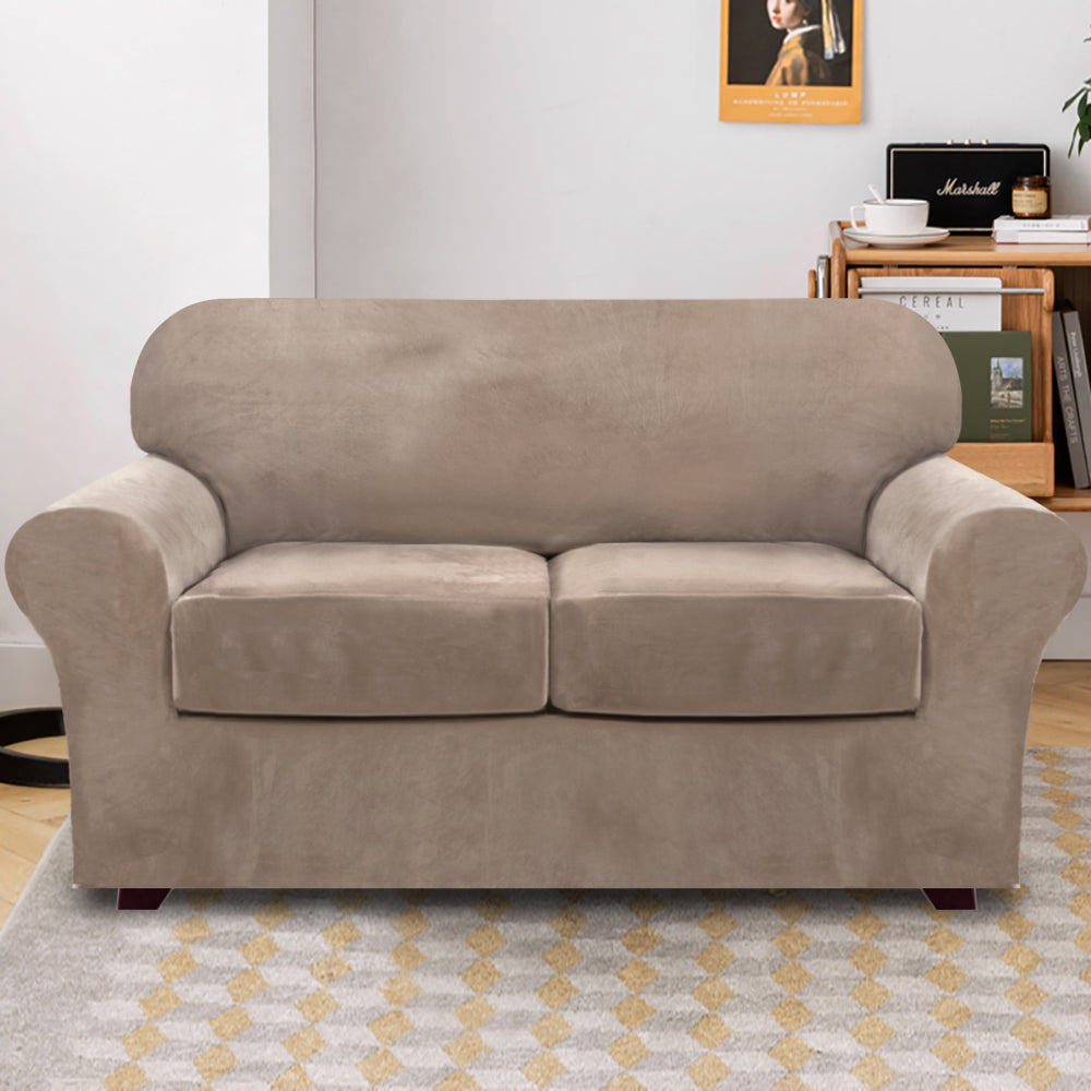 3-Piece Stretch Velvet Loveseat 2 Seater Slipcover
