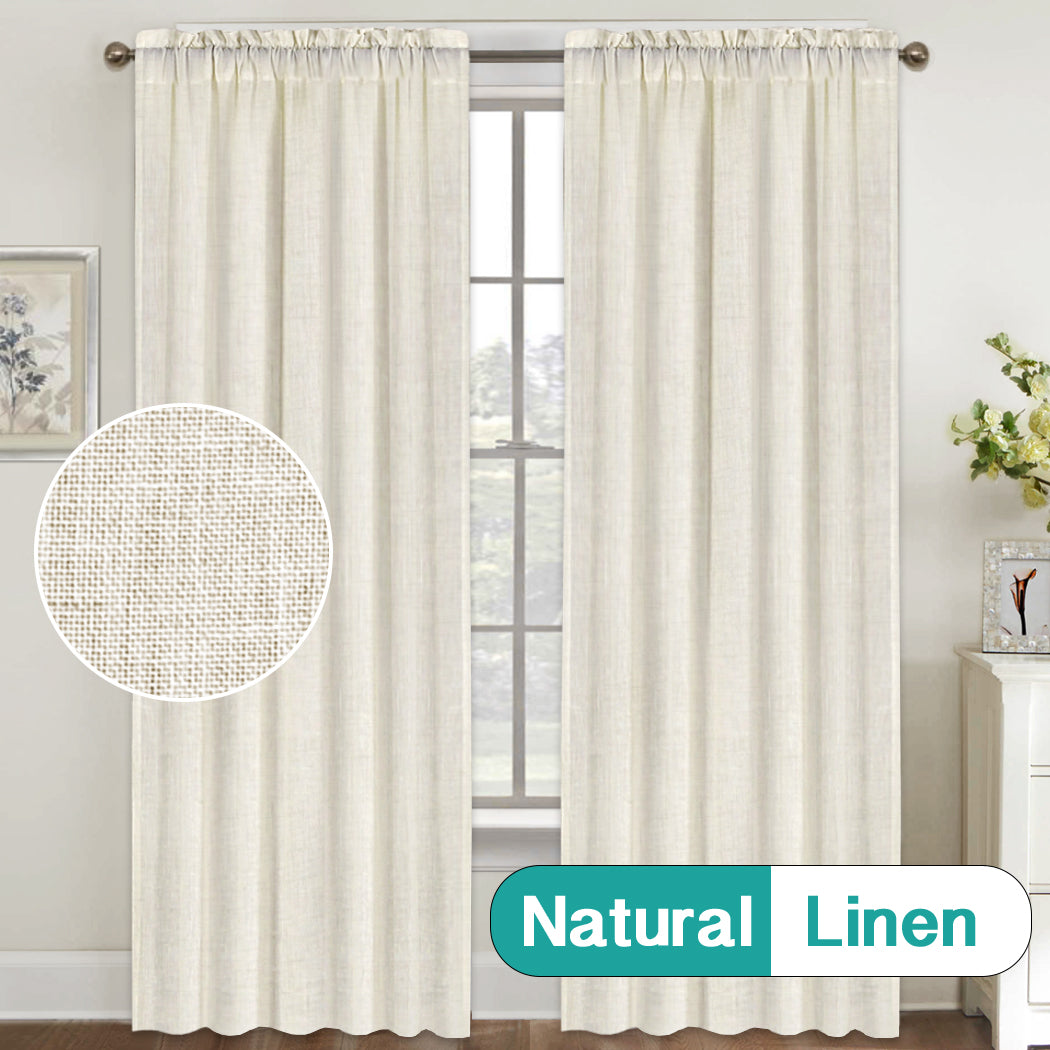 Rod Pocket Natural Linen Mixed Sheers Sold by 2 (52'' x 96'')