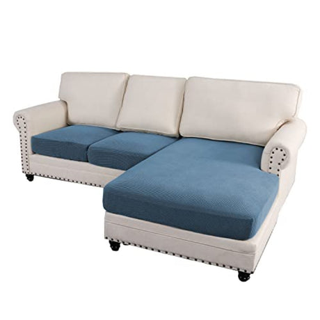 H.Versailtex Sectional Couch Covers 3 Pieces Sofa Seat Cushion Covers L Shape Separate