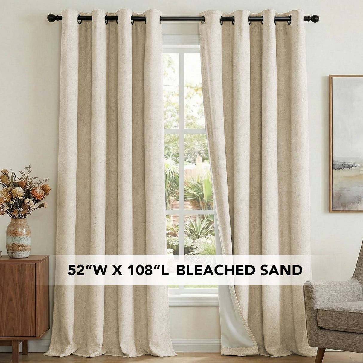 H.Versailtex Premium 100% Blackout Curtains Thermal Insulated White Liner Grommet Top Sold by 2 Panel