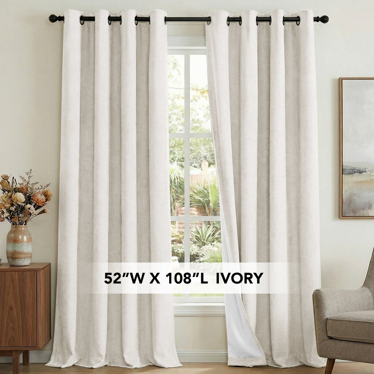 H.Versailtex Premium 100% Blackout Curtains Thermal Insulated White Liner Grommet Top Sold by 2 Panel