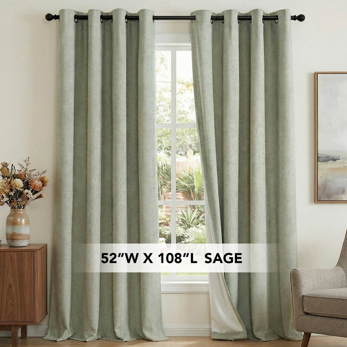 H.Versailtex Premium 100% Blackout Curtains Thermal Insulated White Liner Grommet Top Sold by 2 Panel