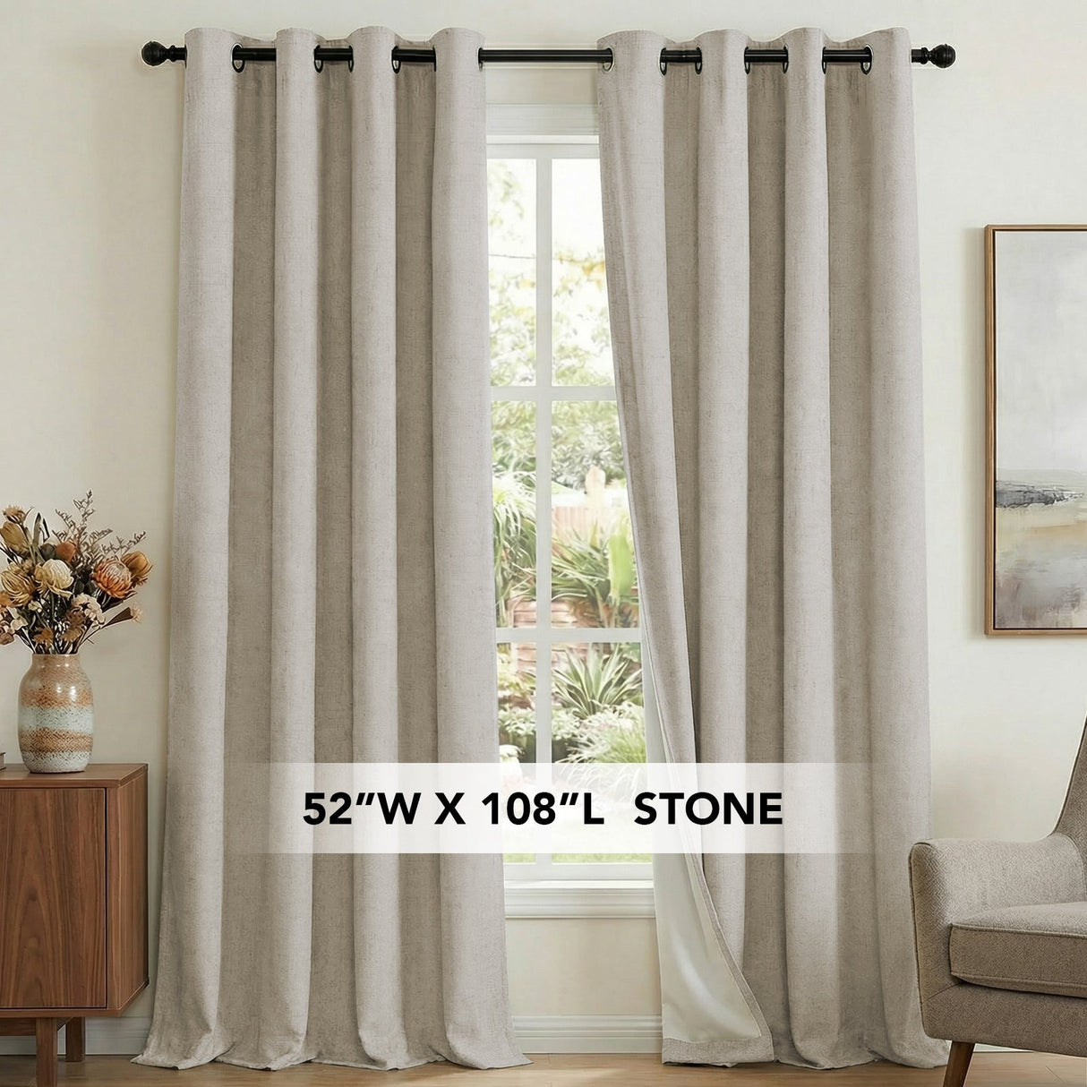 H.Versailtex Premium 100% Blackout Curtains Thermal Insulated White Liner Grommet Top Sold by 2 Panel