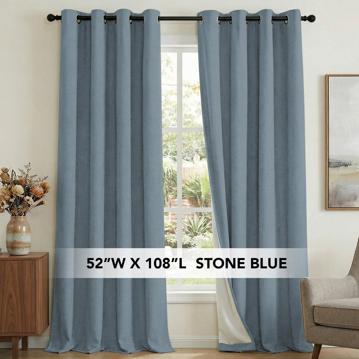 H.Versailtex Premium 100% Blackout Curtains Thermal Insulated White Liner Grommet Top Sold by 2 Panel