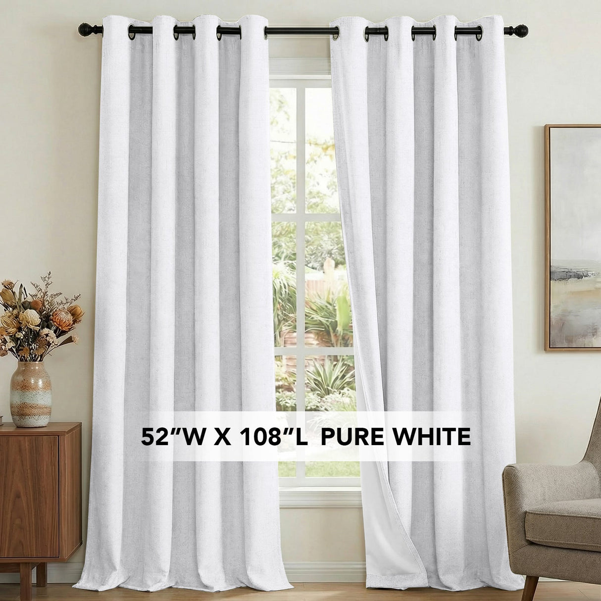 H.Versailtex Premium 100% Blackout Curtains Thermal Insulated White Liner Grommet Top Sold by 2 Panel