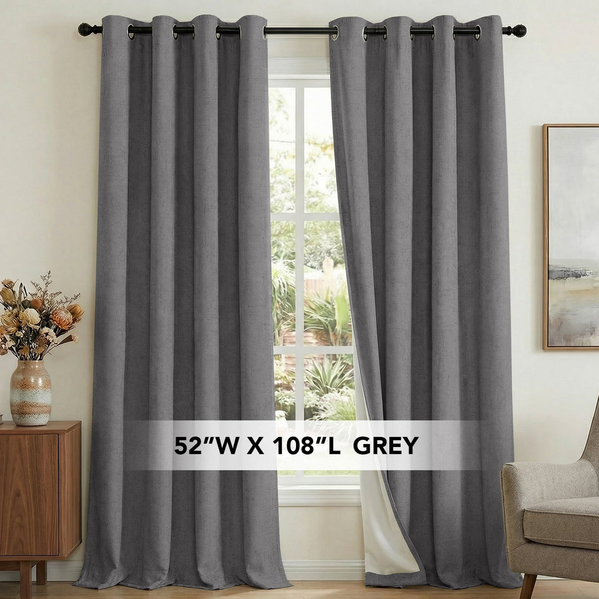 H.Versailtex Premium 100% Blackout Curtains Thermal Insulated White Liner Grommet Top Sold by 2 Panel