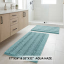 H.Versailtex 2 Pieces  Extra Thick Chenille Striped Pattern Shaggy Bath Rugs Include 1 Rectangle and 1 Toilet Rug