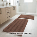 H.Versailtex 2 Pieces  Extra Thick Chenille Striped Pattern Shaggy Bath Rugs Include 1 Rectangle and 1 Toilet Rug