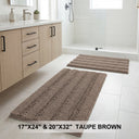H.Versailtex 2 Pieces  Extra Thick Chenille Striped Pattern Shaggy Bath Rugs Include 1 Rectangle and 1 Toilet Rug