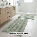 H.Versailtex 2 Pieces  Extra Thick Chenille Striped Pattern Shaggy Bath Rugs Include 1 Rectangle and 1 Toilet Rug