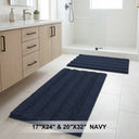 H.Versailtex 2 Pieces  Extra Thick Chenille Striped Pattern Shaggy Bath Rugs Include 1 Rectangle and 1 Toilet Rug