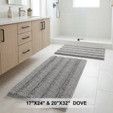 H.Versailtex 2 Pieces  Extra Thick Chenille Striped Pattern Shaggy Bath Rugs Include 1 Rectangle and 1 Toilet Rug