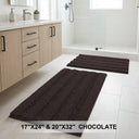 H.Versailtex 2 Pieces  Extra Thick Chenille Striped Pattern Shaggy Bath Rugs Include 1 Rectangle and 1 Toilet Rug