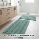 H.Versailtex 2 Pieces  Extra Thick Chenille Striped Pattern Shaggy Bath Rugs Include 1 Rectangle and 1 Toilet Rug