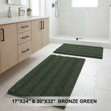 H.Versailtex 2 Pieces  Extra Thick Chenille Striped Pattern Shaggy Bath Rugs Include 1 Rectangle and 1 Toilet Rug