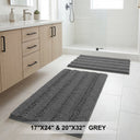 H.Versailtex 2 Pieces  Extra Thick Chenille Striped Pattern Shaggy Bath Rugs Include 1 Rectangle and 1 Toilet Rug