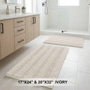 H.Versailtex 2 Pieces  Extra Thick Chenille Striped Pattern Shaggy Bath Rugs Include 1 Rectangle and 1 Toilet Rug