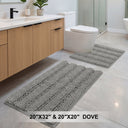H.Versailtex 2 Pieces Extra Thick Chenille Striped Pattern Shaggy Bath Rugs Include 1 Rectangle and 1 Toilet Rug