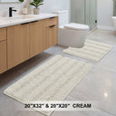 H.Versailtex 2 Pieces Extra Thick Chenille Striped Pattern Shaggy Bath Rugs Include 1 Rectangle and 1 Toilet Rug