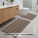 H.Versailtex 2 Pieces Extra Thick Chenille Striped Pattern Shaggy Bath Rugs Include 1 Rectangle and 1 Toilet Rug