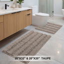 H.Versailtex 2 Pieces Extra Thick Chenille Striped Pattern Shaggy Bath Rugs Include 1 Rectangle and 1 Toilet Rug