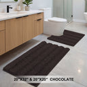 H.Versailtex 2 Pieces Extra Thick Chenille Striped Pattern Shaggy Bath Rugs Include 1 Rectangle and 1 Toilet Rug