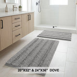 H.Versailtex 2 Pieces  Extra Thick Chenille Striped Pattern Shaggy Bath Rugs Include 1 Rectangle and 1 Toilet Rug