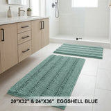 H.Versailtex 2 Pieces  Extra Thick Chenille Striped Pattern Shaggy Bath Rugs Include 1 Rectangle and 1 Toilet Rug