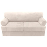 PrimeBeau Sofa Cover 3 Pieces T Cushion Loveseat Slipcovers Thick Velvet Couch Cover Furniture Protector Stretch T Cushion Sofa Covers for 2 Cushion Couch with 2 T Cushion Covers Washable
