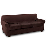 PrimeBeau Real Velvet Plush 4 Piece Stretch Sofa Covers Couch Covers for 3 Cushions Couch Sofa Covers