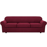 PrimeBeau 4 Pieces Premium Jacquard Sofa Slipcover Set, Sofa and Oversize Sofa