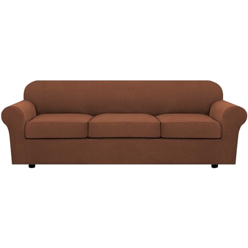 PrimeBeau Thicker Jacquard Fabric 3 Pieces Loveseat & Oversize Loveseat Covers for 2 Cushion Sofa Couch Slipcovers (Base Cover Plus 2 Seat Cushion Covers)