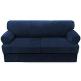 PrimeBeau Sofa Cover 3 Pieces T Cushion Loveseat Slipcovers Thick Velvet Couch Cover Furniture Protector Stretch T Cushion Sofa Covers for 2 Cushion Couch with 2 T Cushion Covers Washable