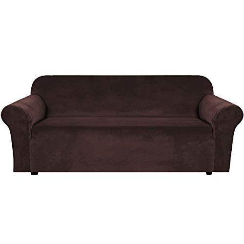 PrimeBeau Stretch Velvet Sofa Covers Large Couch Covers Sofa Slipcovers Furniture Protector Soft with Non Slip Elastic Bottom, Feature Thick Comfy Rich Velour