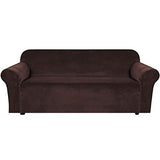 PrimeBeau Stretch Velvet Sofa Covers Large Couch Covers Sofa Slipcovers Furniture Protector Soft with Non Slip Elastic Bottom, Feature Thick Comfy Rich Velour